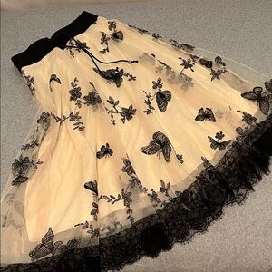 Tull Lace Midi Skirt Small Butterfly Fairy Whimsigoth Grunge Goth Kawaii